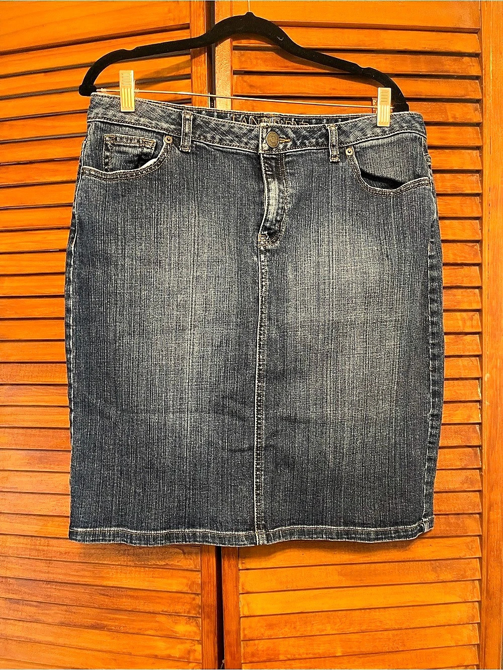 Lands' End Denim Midi Skirt Size 12
